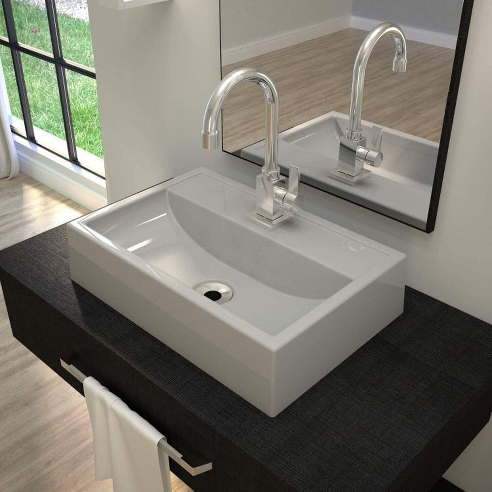 Kit 3 Cubas de Apoio para Banheiro Q45w Retangular Compace Cinza