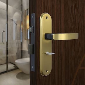 Kit com 2 Fechaduras Banheiro e Externa Espelho Aço 40mm Torino Mgm Dourado