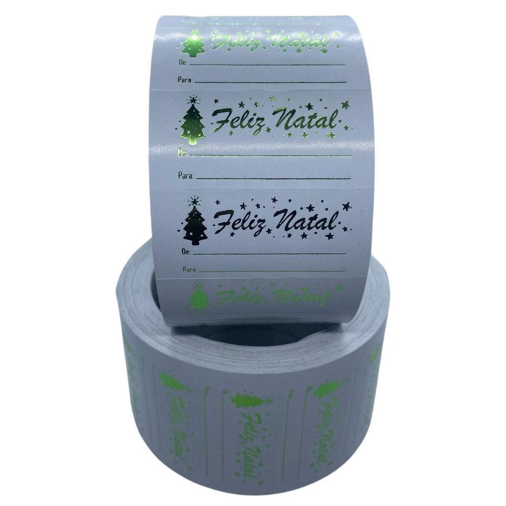 Kit Adesivo Natal Papel Couche Verde Tam 6X2,5 Cm 1000 Unid.