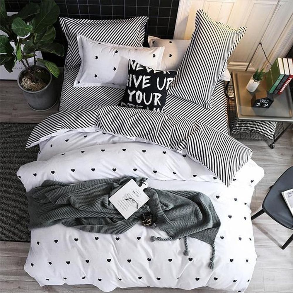 Jogo De Cama Casal King 7 Peças Love Edredom E Almofada