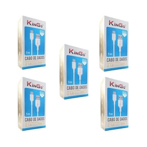 Kit 5 Cabos Usb-C Kingo Branco 1M 2.1A Para Galaxy S10