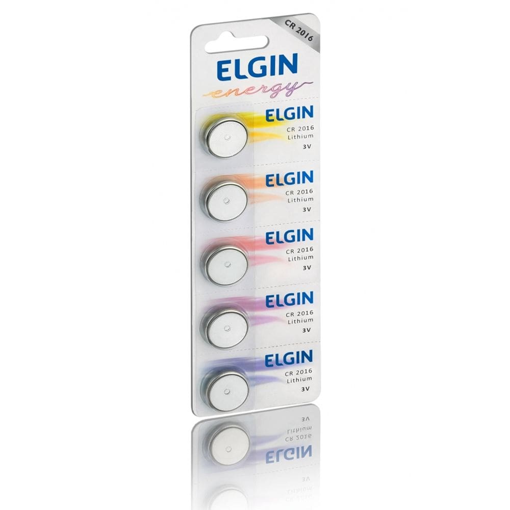 Bateria Moeda Cr2016 3v Pilha Lithium Elgin com 5 Unidades