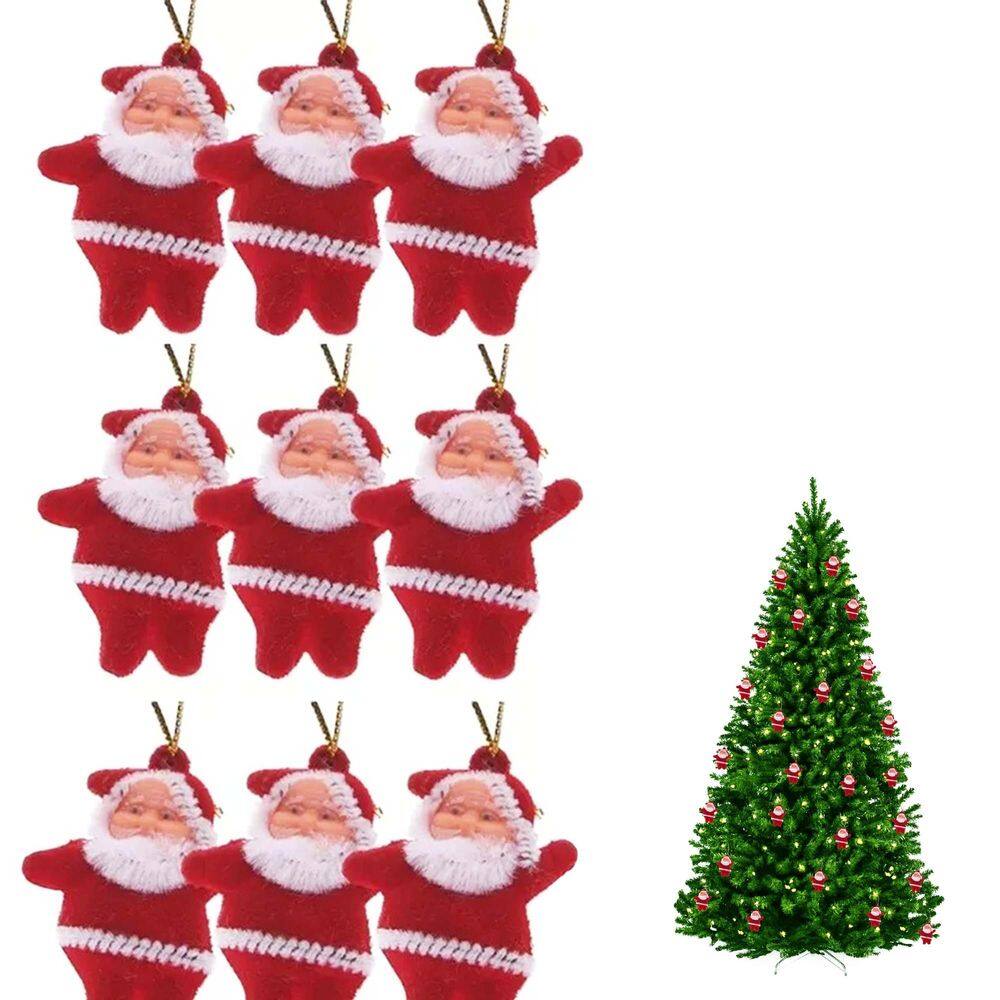 Kit 9 Mini Papai Noel Pendente Enfeite Natalino Natal para Arvore de Natal Decoração Porta Decorar