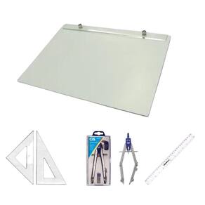 Kit Prancheta A3 Branca + Compasso + Esquadro + Régua