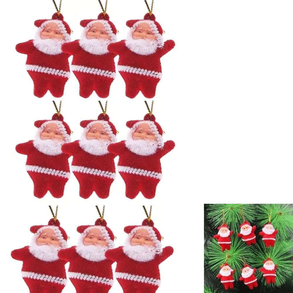 Kit 9 Mini Papai Noel Pendente Decoração para Arvore de Natal Porta Enfeite Natalino Decorar