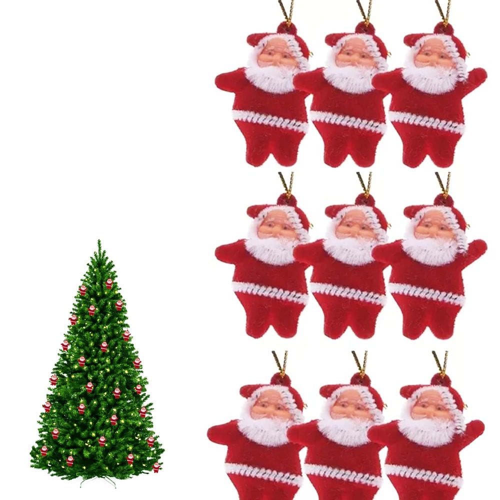 Kit 9 Mini Papai Noel Pendente Decoração Enfeite Natalino Natal para Arvore de Natal Porta Decorar