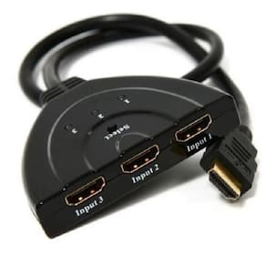 Cabo Seletor Hub Switch Hdmi 3 Entradas 1 Saída 3x1 Com Cabo