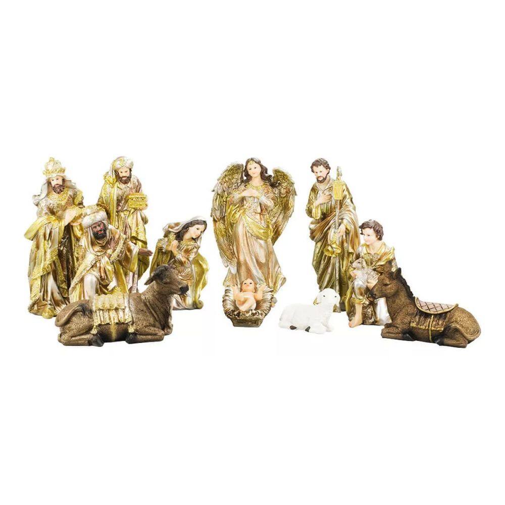 Presépio Dourado 11 Peças 30cm - Enfeite Resina