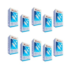 Kit 10 Cabos Usb V8 Branco Kingo 1M 21.A P/ Galaxy A7 2018