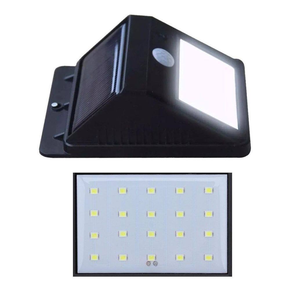 Luminária Arandela Solar 20 Leds Sensor De Presença