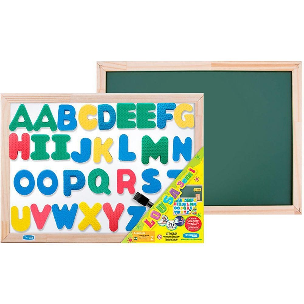 Lousa Infantil 3X1 Abc 5Cm 60X40Cm Mag.Bc/Vd