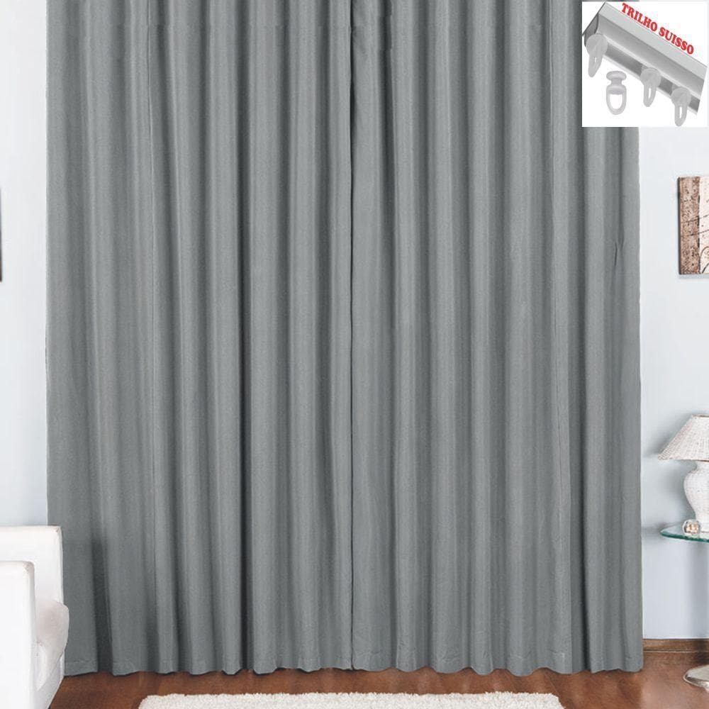 Cortina Tóquio Para Trilho Suisso Max Oxford 3Mx2,80M Cinza