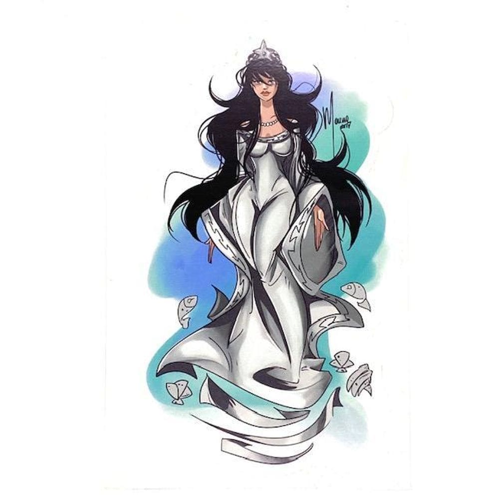 Adesivo De Vinil Impermeável Orixá Iemanjá Branca 10X13 Cm