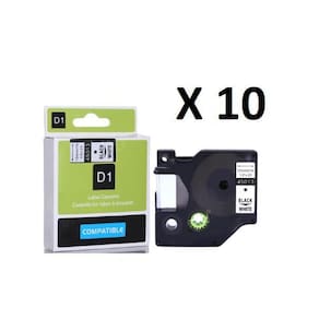Kit 10 Fitas Compatível Dymo D1 45013 Branca 12Mm