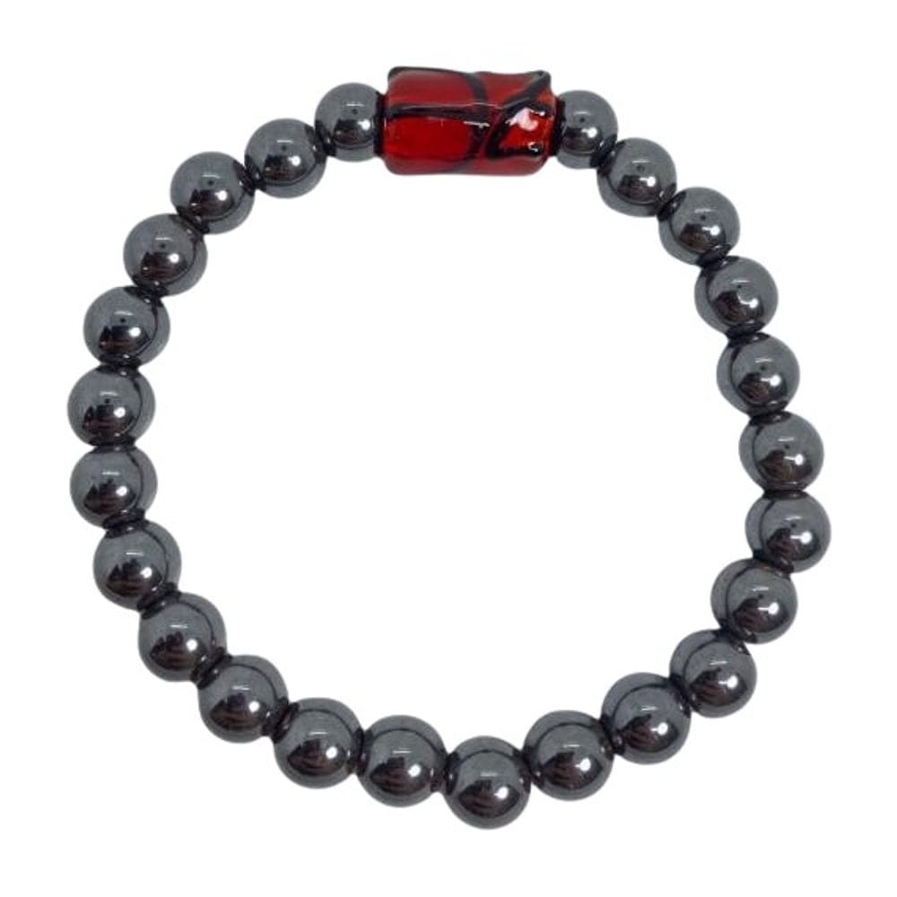 Pulseira Pomba Gira Firma Hematita E Silicone