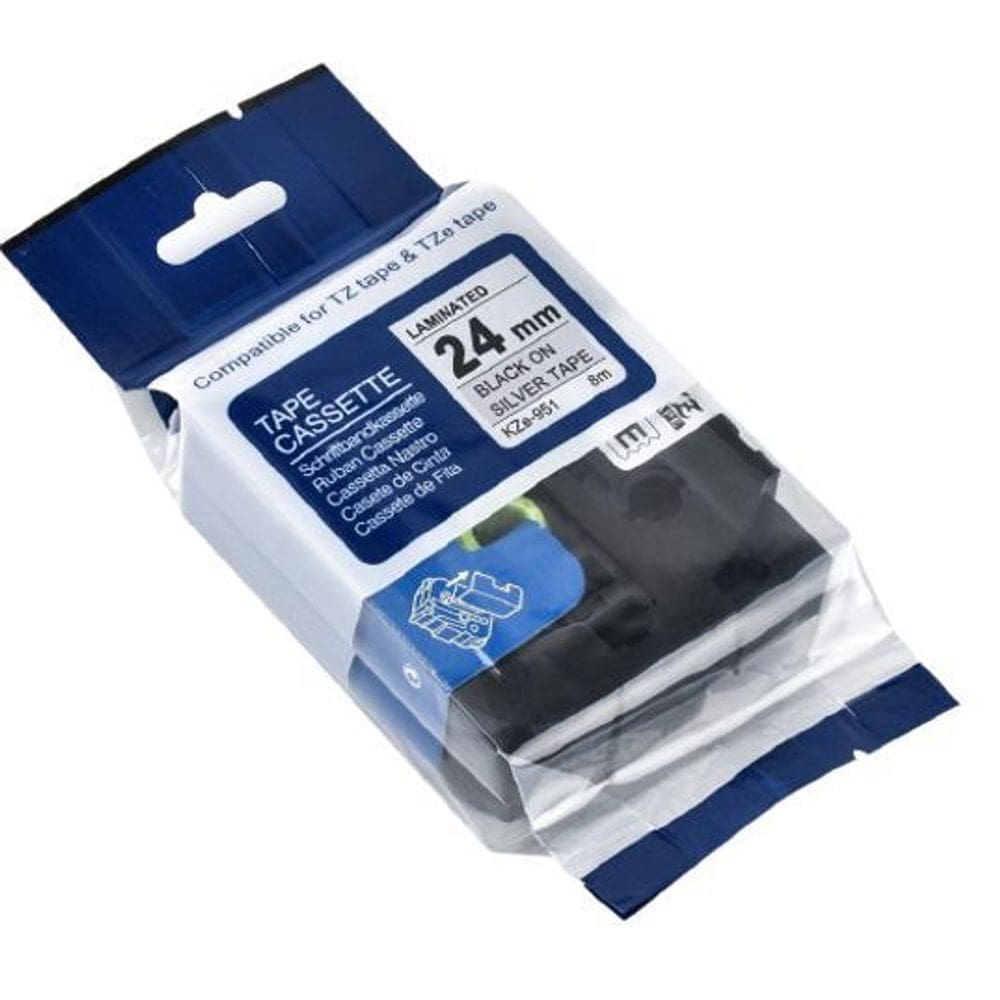 Fita Aplicável Brother Tz Tze 951 Prata Letra Preta 24Mm