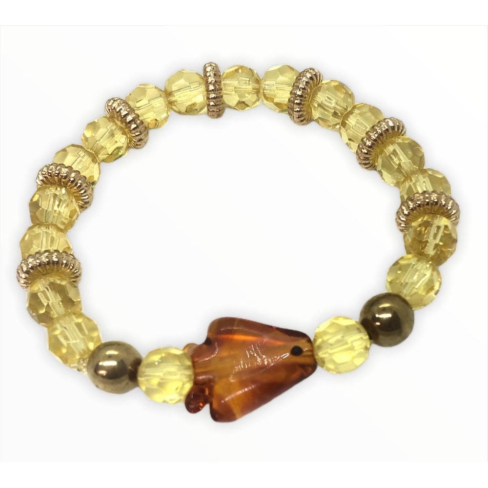 Pulseira Oxum Firma Peixe Amarelo Cristal E Silicone