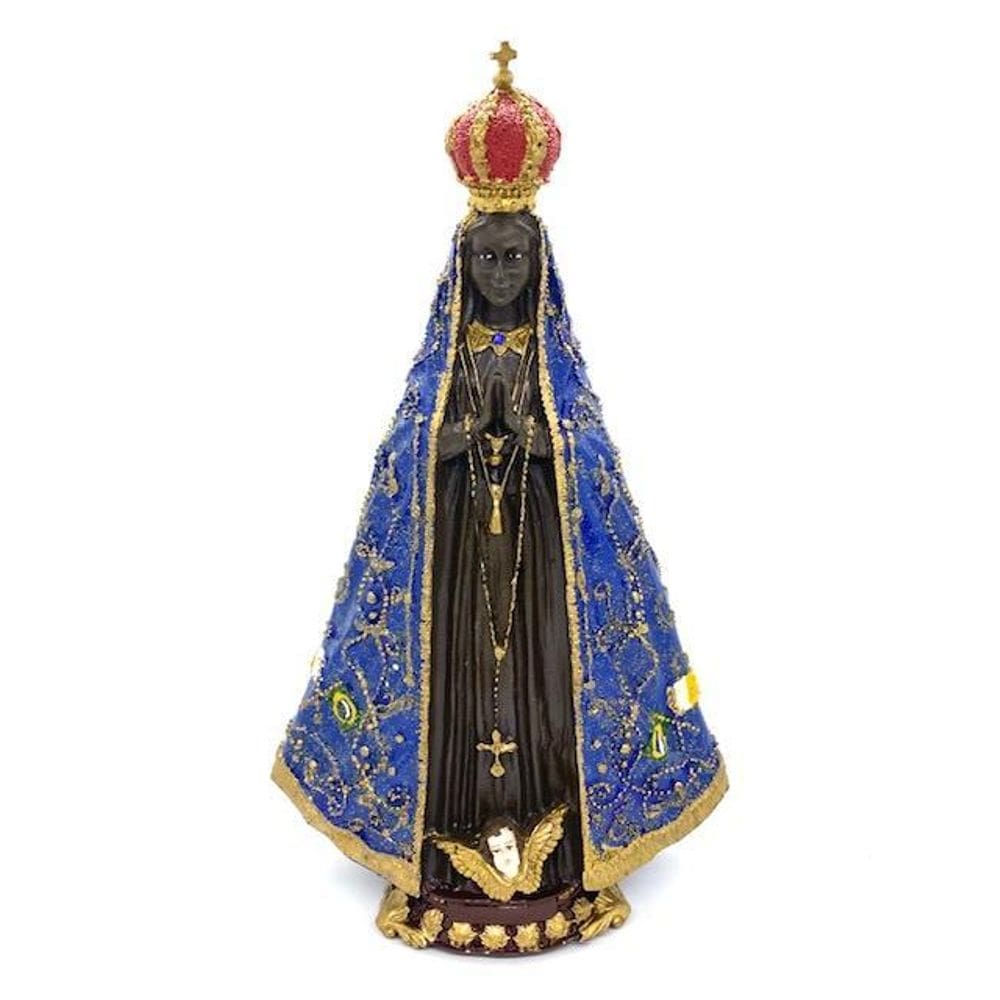 Nossa Sra Aparecida Manto Aberto Escultura Em Resina 34 Cm