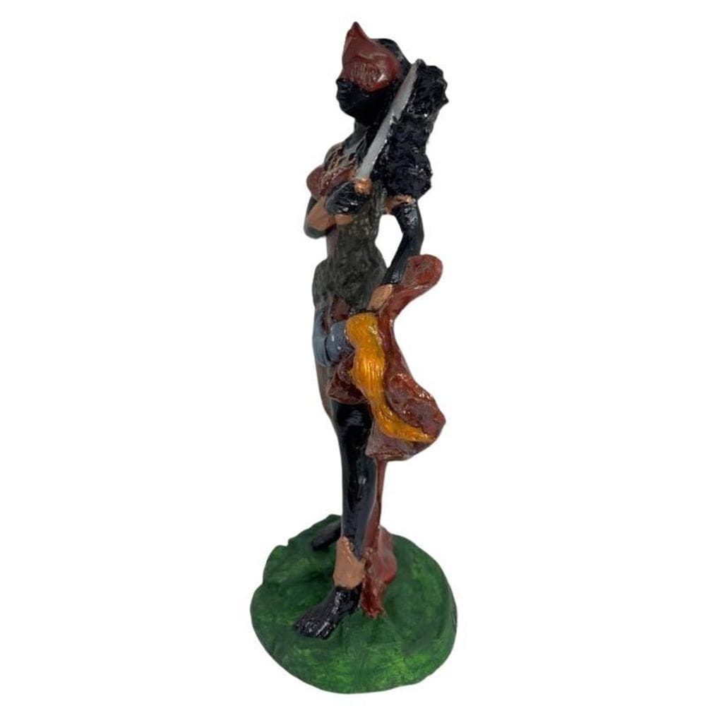 Escultura Orixá Iansã Marrom Em Resina 23 Cm