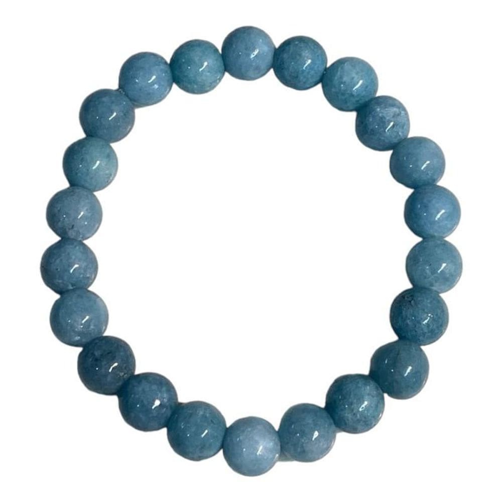 Pulseira Pedra Natural Água Marinha Azul Claro 8 Mm Harmonia