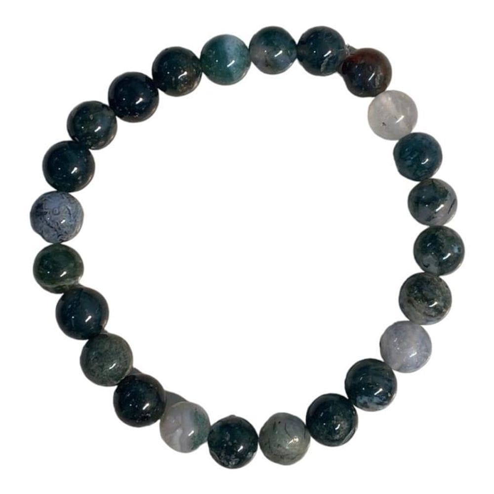 Pulseira Pedra Natural Ágata Indiana Verde 8Mm Boas Energias