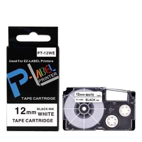 Fita Casio XR-12WE 12mm Laminada Branca - 8m