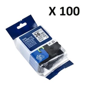 Kit 100 Fitas Compatível Brother Tze-261 Branca 36Mm