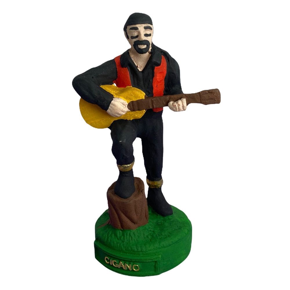Escultura Cigano Preto E Vermelho 11 Cm Em Resina