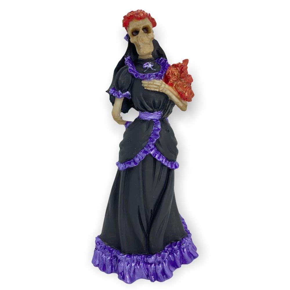 Escultura Pomba Gira Caveira Roxo 27 Cm Em Resina