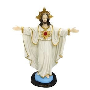 Imagem Jesus Oxalá Braços Abertos Branco Em Resina 30 Cm