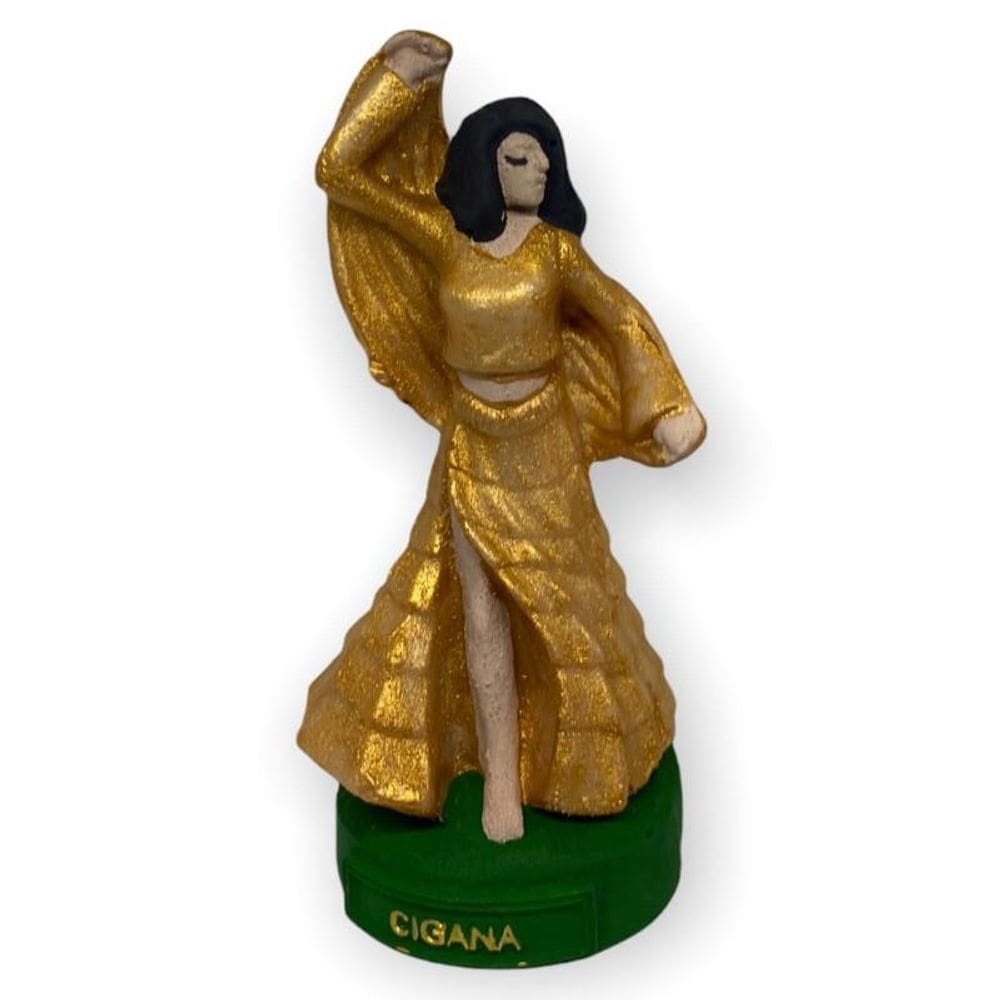 Escultura Cigana Dourada 11 Cm Em Resina