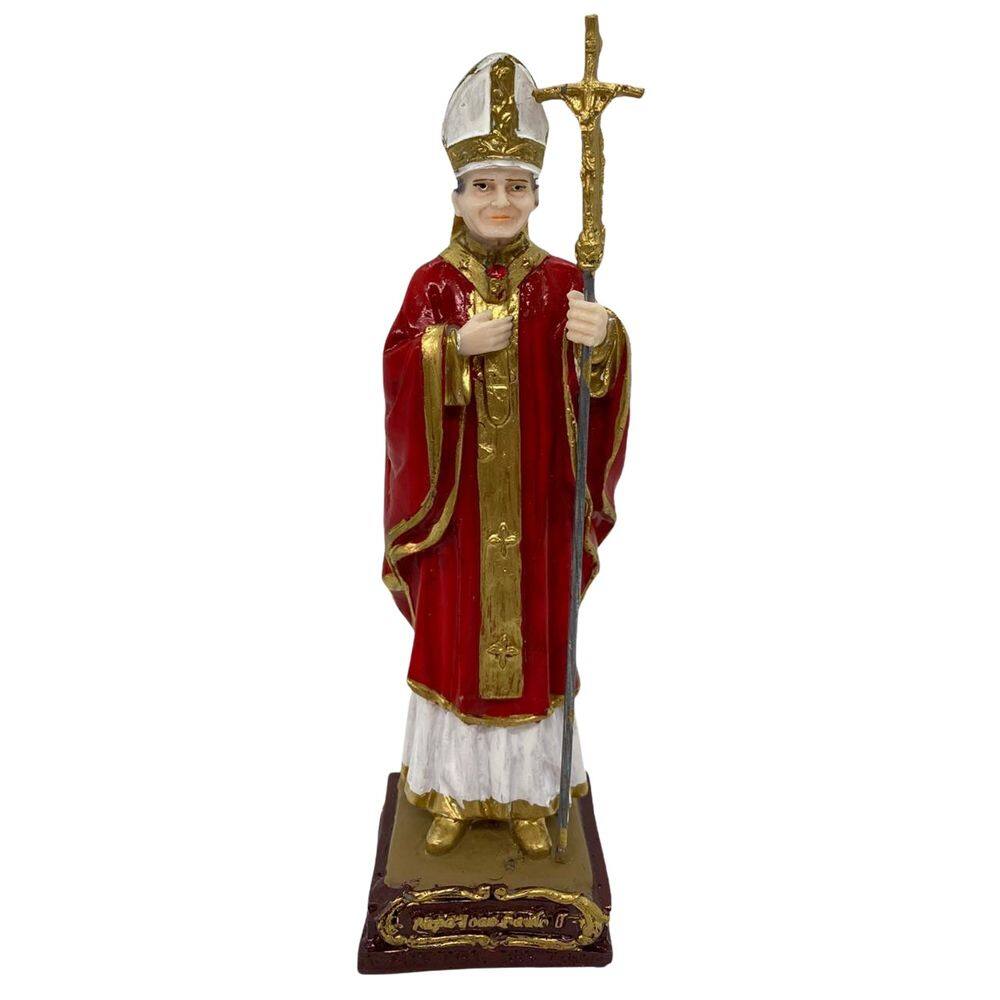 Escultura Papa João Paulo Ii 16 Cm Em Resina - Paz