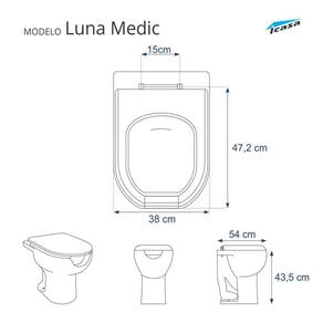 Assento Sanitário Poliester Luna Medic (PNE) Branco para vaso Icasa