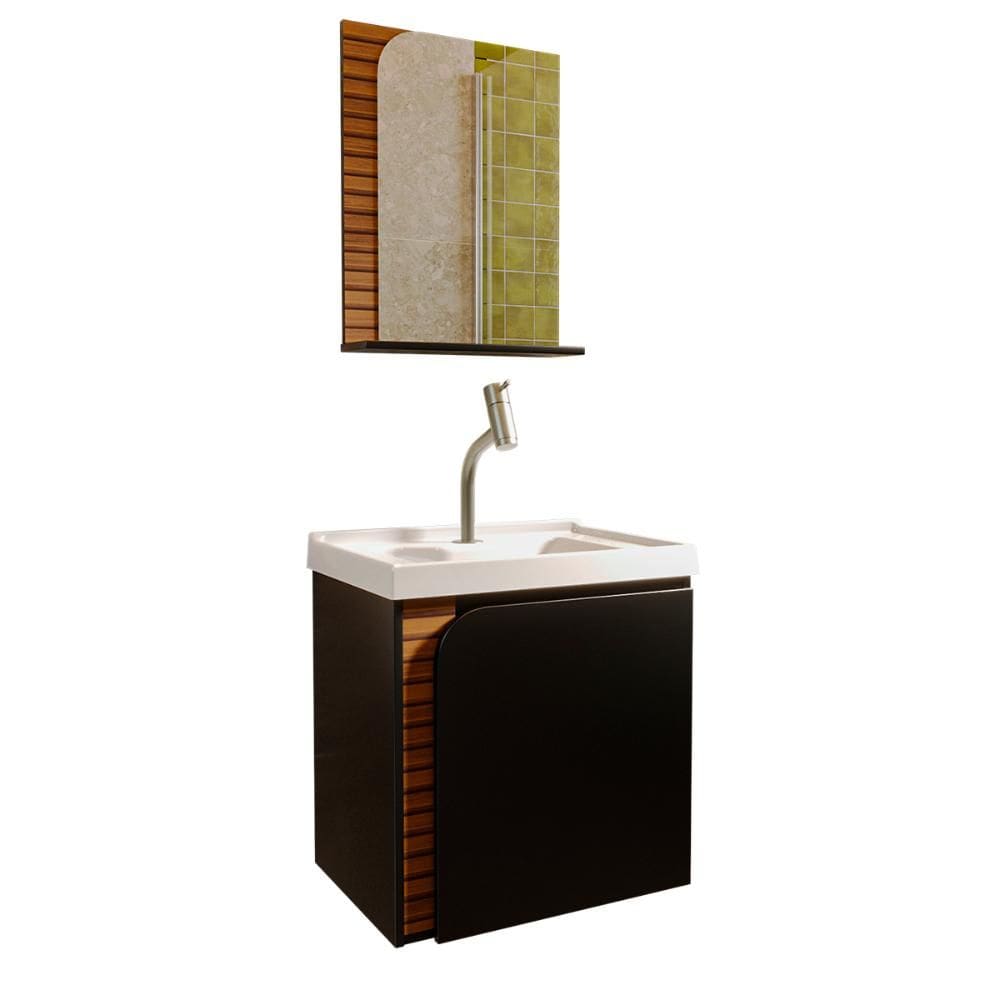 Gabinete Banheiro Lirio com 1 porta Espelheira e Cuba