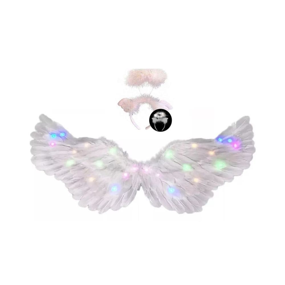 Fantasia De Anjo Adulto Asa E Tiara Led Festas Natal