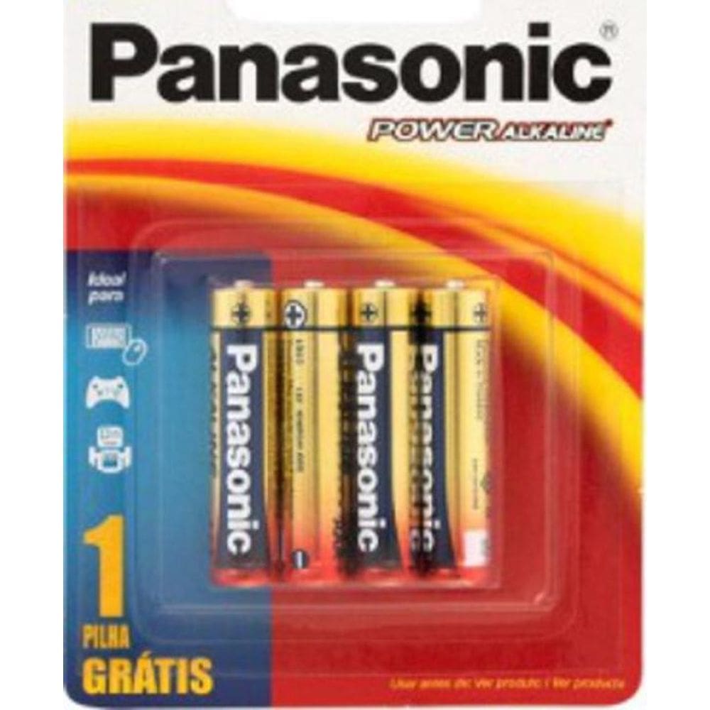 Pilha Alcalina Panasonic Aaa Palito Cartela Com 4 Pilhas