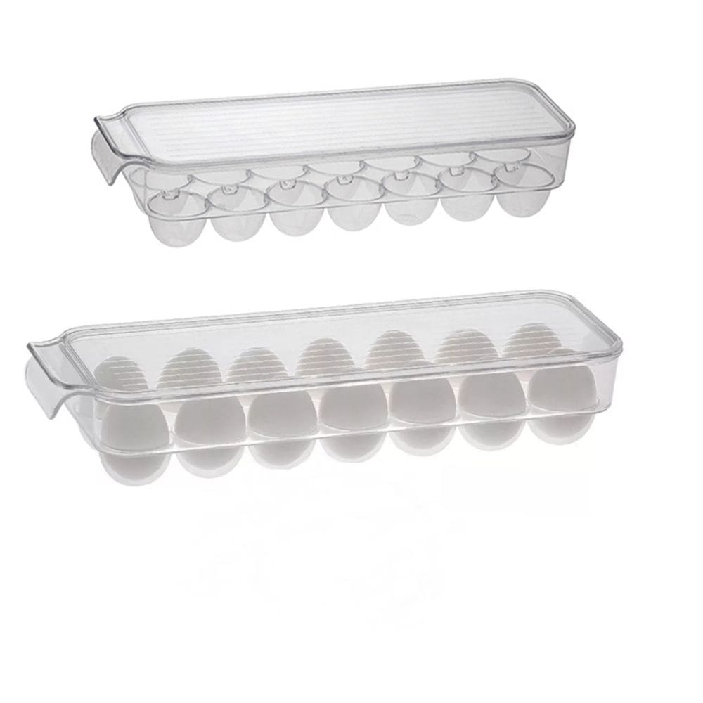 Kit 2 Bandeja Porta 14 Ovos Organizador Acrílico Suporte