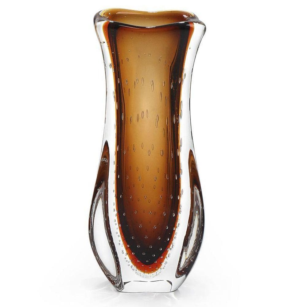 Vaso Em Cristal Murano Marrom - São Marcos 33Cm