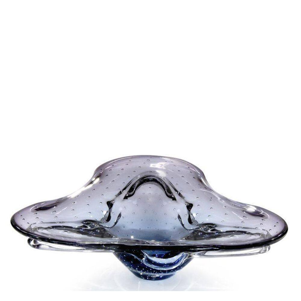 Centro De Mesa Em Cristal Murano Azul - São Marcos 44Cm