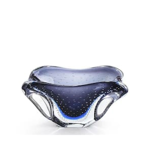 Mini Centro Em Cristal Murano Azul - São Marcos 23Cm