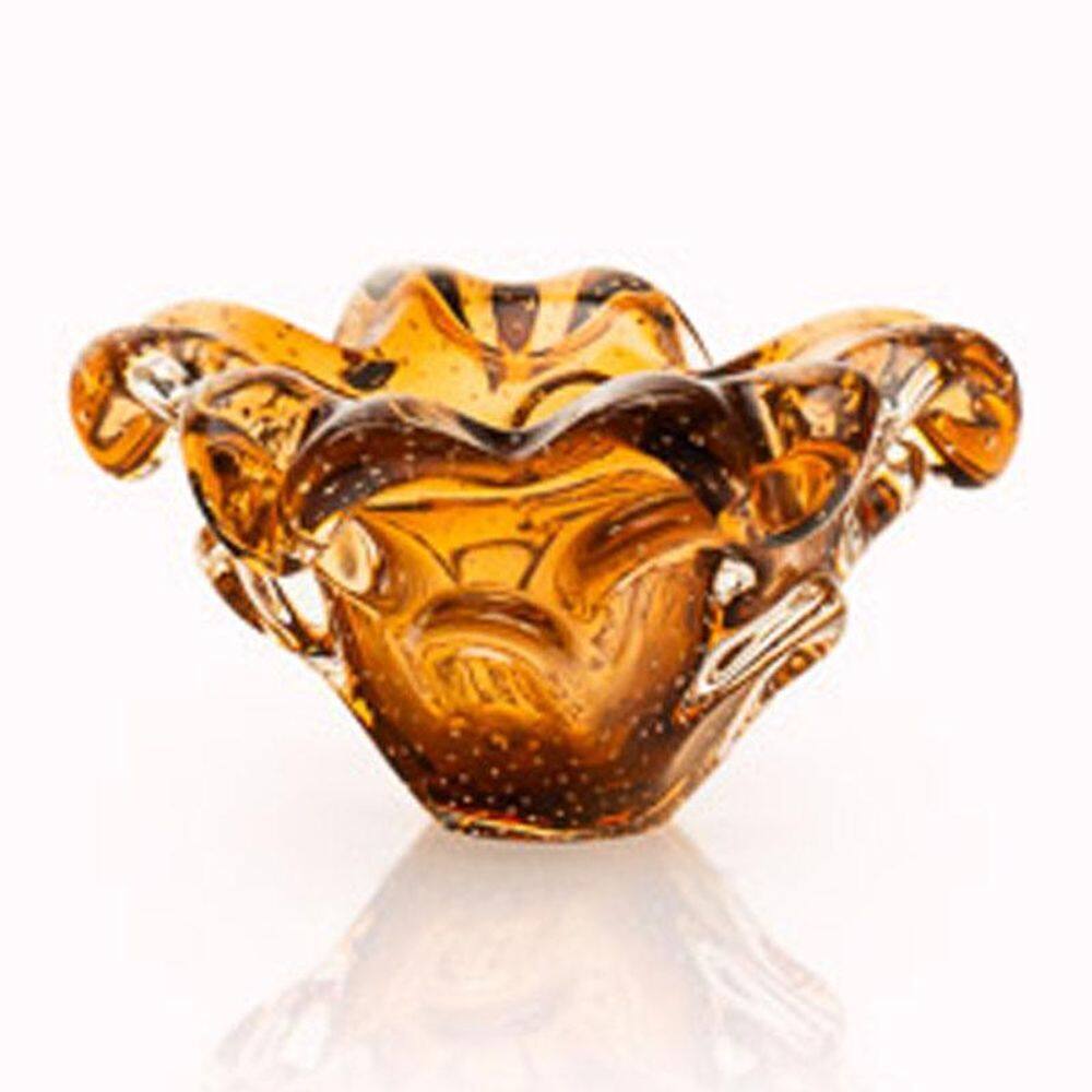 Centro De Mesa Em Cristal Murano Marrom - São Marcos 17Cm