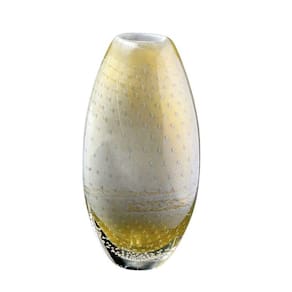 Vaso Cristal Murano Cinza Com Ouro 24K - São Marcos 34Cm 001