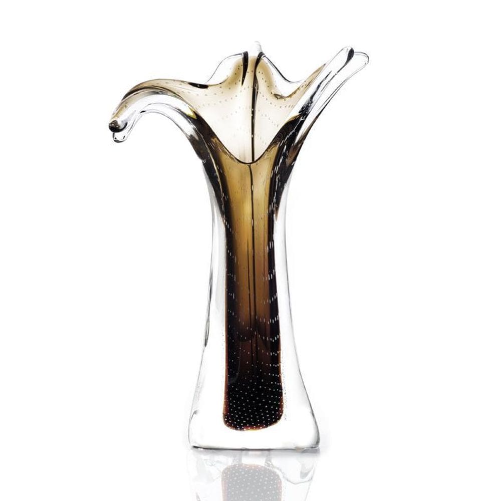 Vaso Em Cristal Murano Marrom - São Marcos 52Cm