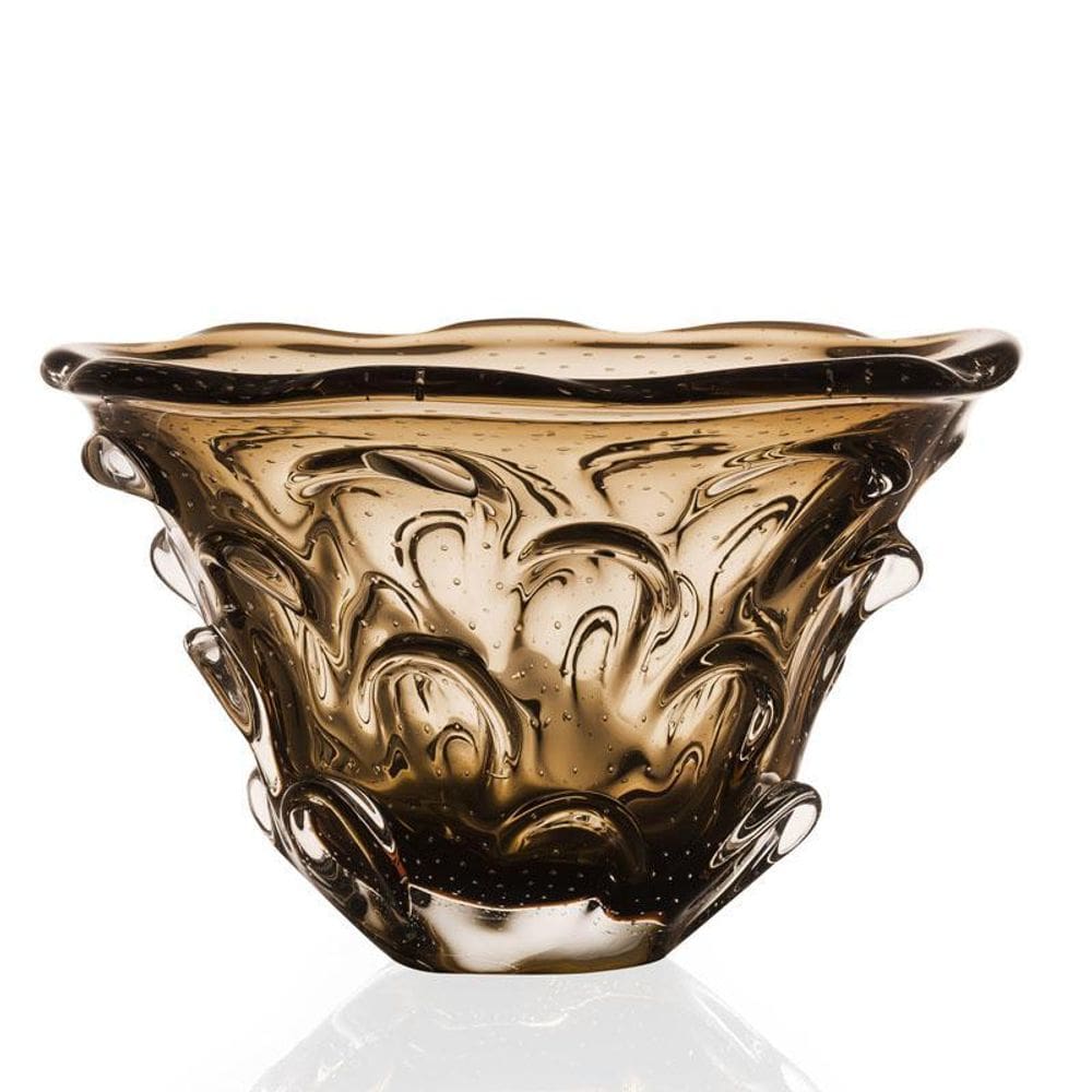 Vaso Em Cristal Murano Marrom - São Marcos 41Cm