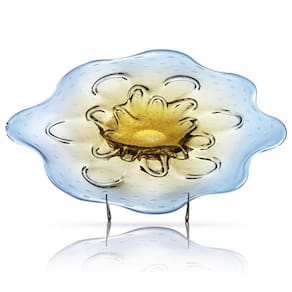 Centro De Mesa Cristal Murano Azul E Âmbar São Marcos 70Cm