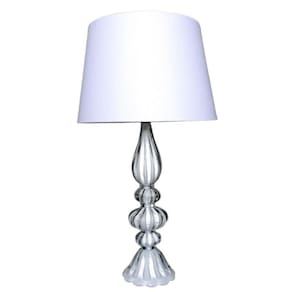 Abajour Em Cristal Murano Branco - São Marcos 62Cm