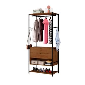 Módulo Guarda Roupa Solteiro S/ Porta Closet Aço Cabideiro 2 Gavetas Nichos E Prateleiras Lyon