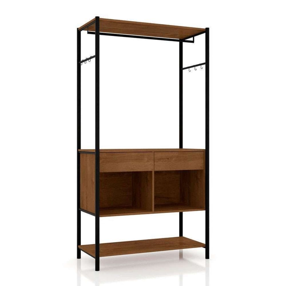 Módulo Guarda Roupas S/ Portas Closet Aço 1 Cabideiro 2 Gavetas Nichos 2 Prateleiras em MDP Paris