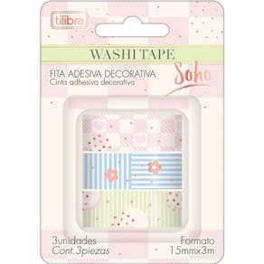 Fita Adesiva Washi Tape Soho Tilibra C/ 3 Unidades 345130