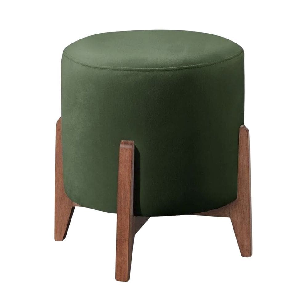 Puff Estofado Decorativo Redondo Sala de Estar Eloá Suede